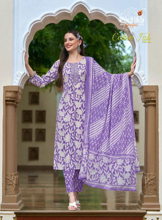 Cotton Fab Vol 3 Cotton Printed Embroidery Kurti With Bottom Dupatta Wholesale Online